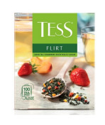 Чай Tess FLIRT зеленый с земляникой  и кусочками белого персика 100пак.